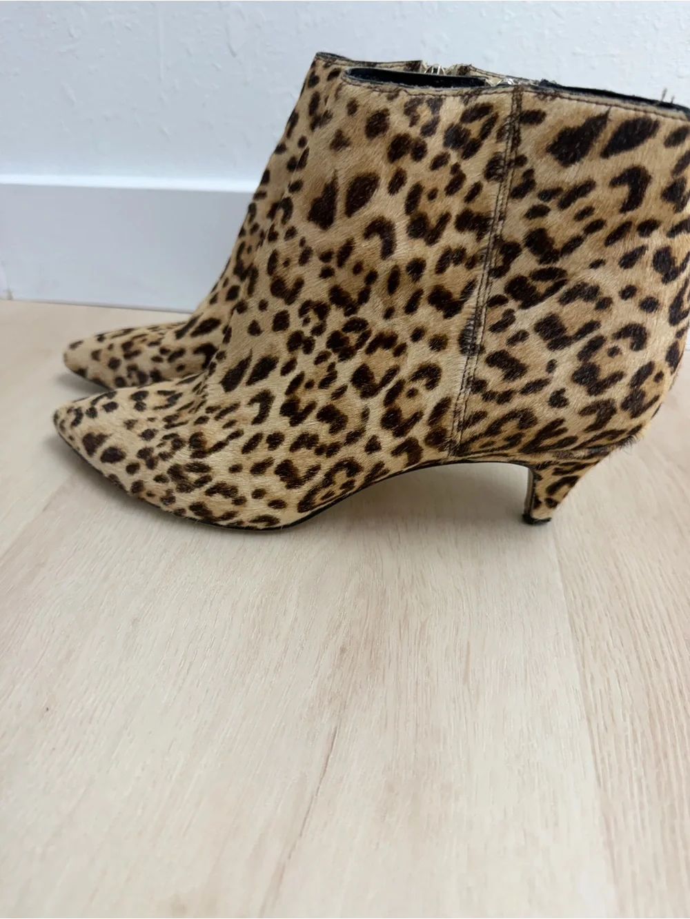 Calf Hair Sam Edelman Leopard Print Pointed Toe Ankle Boots - Women's